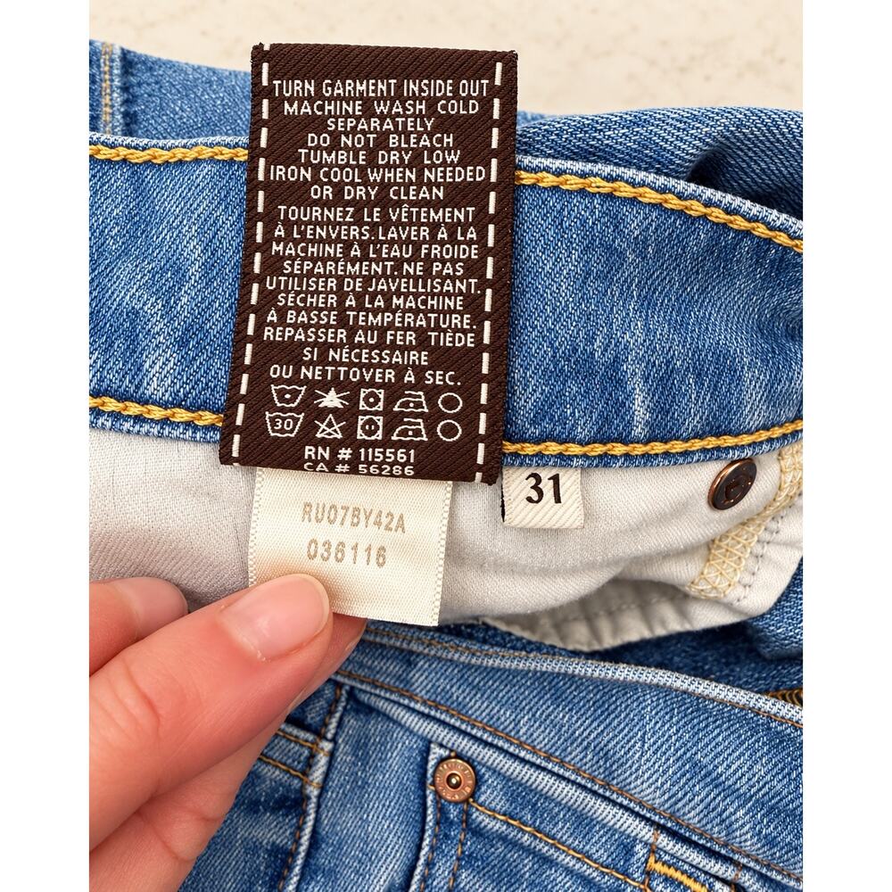 7 For All Mankind Bootcut Jean 31 Low Rise Stretch Y2K Model Off Duty Light Wash - Picture 13 of 13